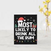 Most Likely To Drink All The Rum Christmas Funny X カード (黄色い花)