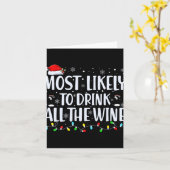 Most Likely To Drink All The Wine Christmas カード (黄色い花)