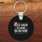 Most Likely To Drink All The Wine Christmas  キーホルダー (正面)