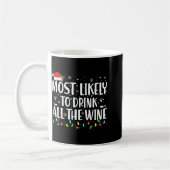 Most Likely To Drink All The Wine Christmas コーヒーマグカップ (左)