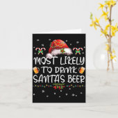 Most Likely To Drink Santa Beer Funny Christmas Dr カード (黄色い花)