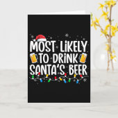 Most Likely To Drink Santa's Beer Fun Christmas Dr カード (黄色い花)