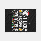 Most Likely To Drink Santa's Beer Fun Christmas Dr フリースブランケット (正面(横))