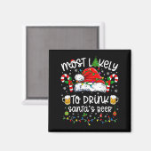 Most Likely To Drink Santa's Beer Funny Drinking C マグネット (正面/裏面)