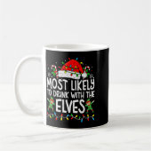 Most Likely To Drink With The Elves Funny Matching コーヒーマグカップ (左)