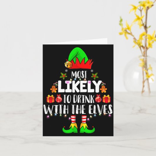 Most Likely To Drink With The Elves Matching Chris カード (黄色い花)
