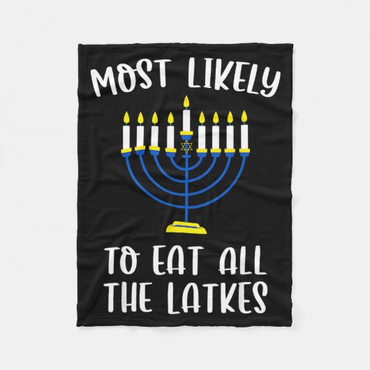 Most Likely To Eat All Latkes Hanukkah Group Match フリースブランケット (正面)