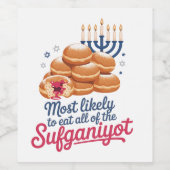 Most Likely to Eat All the Sufganiyot Hanukkah Jew ワインラベル (シングルラベル)