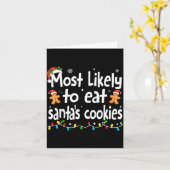 Most Likely To Eat Santas Cookies Family Christmas カード (黄色い花)