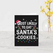 Most Likely To Eat Santas Cookies Family Christmas カード (黄色い花)