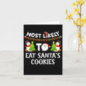 Most Likely To Eat Santas Cookies Family Funny Chr カード (黄色い花)