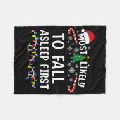 Most Likely To Fall Asleep First Family Matching C フリースブランケット (正面(横))