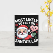 Most Likely To Fart On Santa’s Lap Funny Christmas カード (黄色い花)