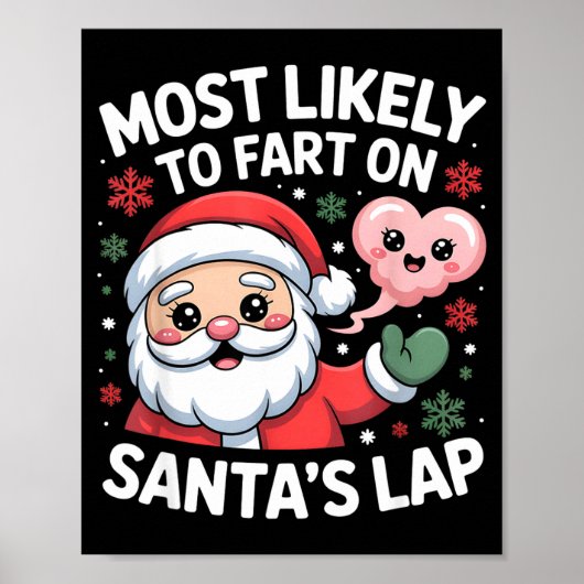 Most Likely To Fart On Santa’s Lap Funny Christmas ポスター (正面)