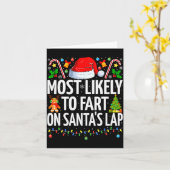 Most Likely To Fart On Santa's Lap Family Matching カード (黄色い花)