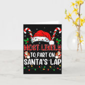 Most Likely To Fart On Santa's Lap Family Matching カード (黄色い花)