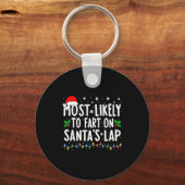 Most Likely To Fart On Santa's Lap Family Matching キーホルダー (正面)