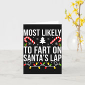 Most Likely To Fart On Santas Lap Funny Christmas  カード (黄色い花)