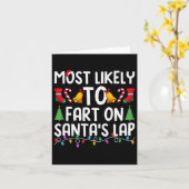 Most Likely To Fart On Santa's Lap Funny Christmas カード (黄色い花)