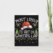 Most Likely To Fart On Santa's Lap Funny Christmas カード (正面)