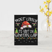 Most Likely To Fart On Santa's Lap Funny Christmas カード (黄色い花)