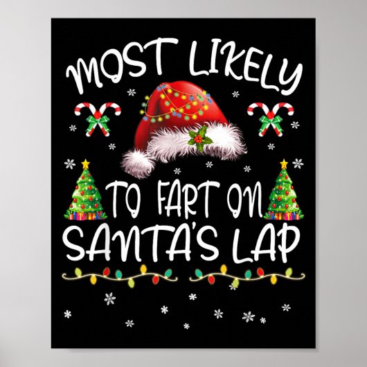 Most Likely To Fart On Santa's Lap Funny Christmas ポスター (正面)