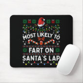 Most Likely To Fart On Santa's Lap Funny Christmas マウスパッド (マウス)