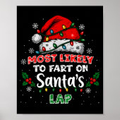 Most Likely To Fart On Santa's Lap Funny Hat Light ポスター (正面)