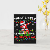 Most Likely To Fart On Santa's Lap Ugly Christmas カード (黄色い花)