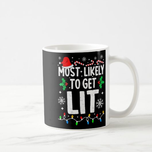 Most Likely To Feeling Lit Funny Family Matching C コーヒーマグカップ (右)