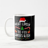 Most Likely To Fix Santa Sleigh Xmas Family Matchi コーヒーマグカップ (左)