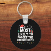Most Likely To Forget The Hidden Christmas Funny  キーホルダー (正面)