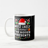 Most Likely To Forget The Hidden Shirt Christmas  コーヒーマグカップ (左)