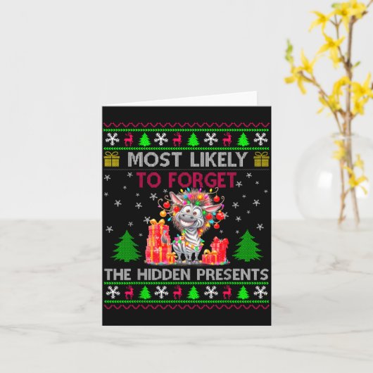 Most Likely To Forget The Hidden Zebra Christmas  カード (黄色い花)