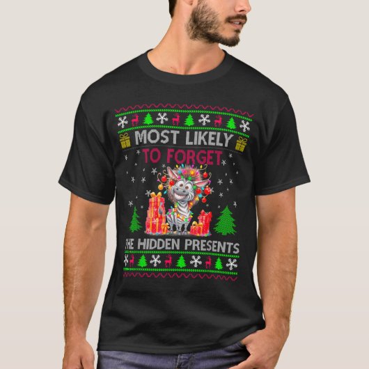 Most Likely To Forget The Hidden Zebra Christmas  Tシャツ (正面)