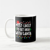 Most Likely To Get High With Santa Family Matching コーヒーマグカップ (左)