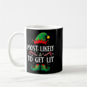 Most Likely To Get Lit Matching Christmas Elf コーヒーマグカップ (左)