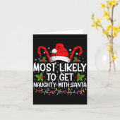Most Likely To Get Naughty With Santa Christmas  カード (黄色い花)