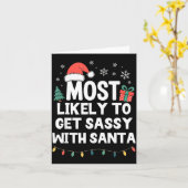 Most Likely To Get Sy With Santa Christmas Funny X カード (黄色い花)