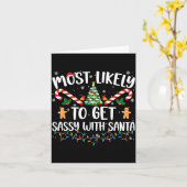 Most Likely To Get Sy With Santa Funny Family Chri カード (黄色い花)