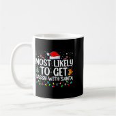 Most Likely To Get Sy With Santa Funny Family Chri コーヒーマグカップ (左)