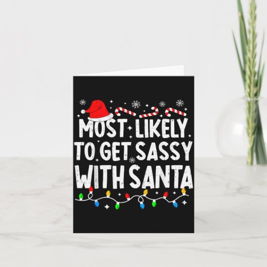 Most Likely To Get Sy With Santa Funny Matching Ch カード (正面)