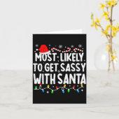 Most Likely To Get Sy With Santa Funny Matching Ch カード (黄色い花)
