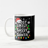 Most Likely To Get Sy With Santa Shirt Family Chri コーヒーマグカップ (左)