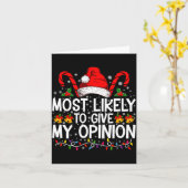 Most Likely To Give My Onion Funny Christmas  カード (黄色い花)