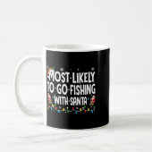 Most Likely To Go Fishing With Santa Christmas Mat コーヒーマグカップ (左)