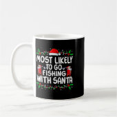 Most Likely To Go Fishing With Santa Christmas Mat コーヒーマグカップ (左)