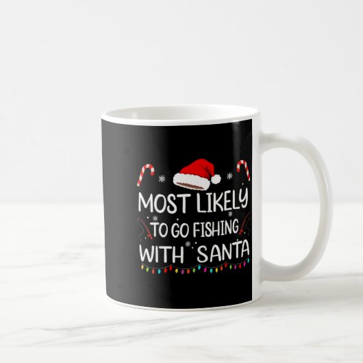 Most Likely To Go Fishing With Santa Family Christ コーヒーマグカップ (右)