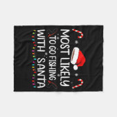 Most Likely To Go Fishing With Santa Family Christ フリースブランケット (正面(横))