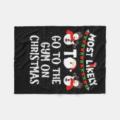Most Likely To Go Gym On Christmas Funny Family Sn フリースブランケット (正面(横))
